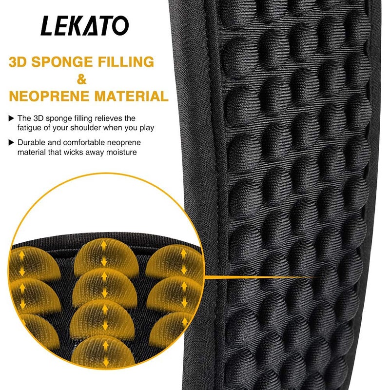 LEKATO Guitar Straps for Electric Guitar Bass, 3.5" Wide Padded Guitar Strap Neoprene Pad with 3D Sponge Filling Bass Guitar Straps Adjustable Length from 45" to 55" with Strap Locks, Picks - Image 2